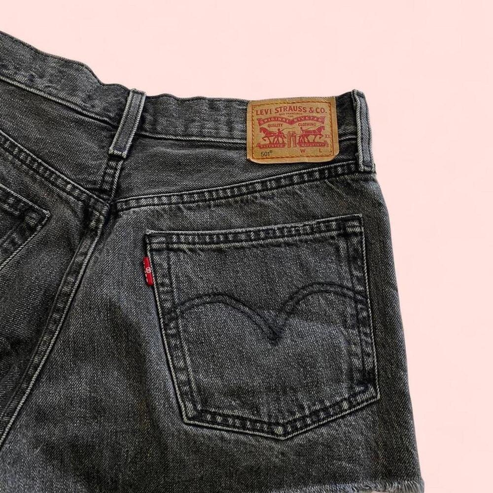 Levi's 501 black denim shorts - distressed and faded